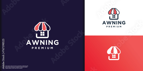 Awning and company house logo design luxurious concept vector illustration.