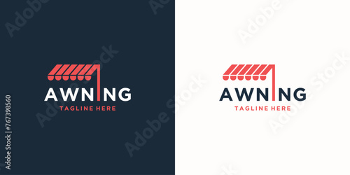 creative of awning logo with lettermark on letter i logo design template. photo