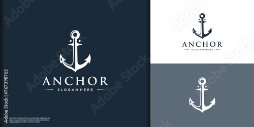 Illustration of anchor logo design template vector.