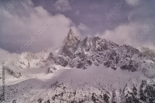 View to the Mont Blanc, Alps,near Chamonix city,France in winter. © larisa_stock