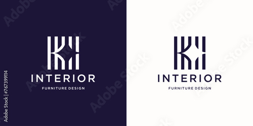 inspiration interior abstract logo in square space with spark silhouette design template.