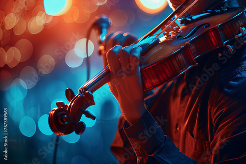 Melodic Elegance: A Violinists Graceful Performance Captured in Vibrant Banner photo