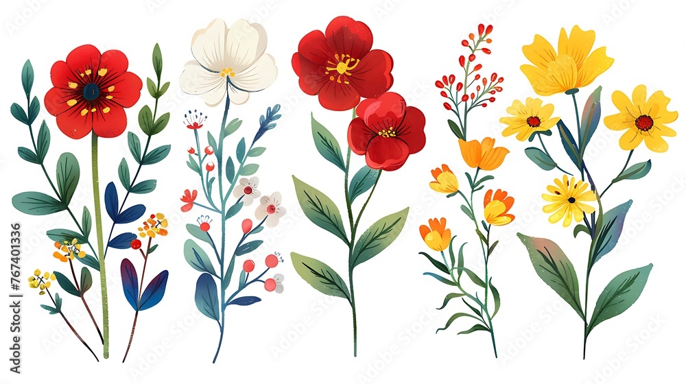 flower set isolated on white background stock illustration use in ...