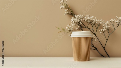  a cup of coffee with holder photo