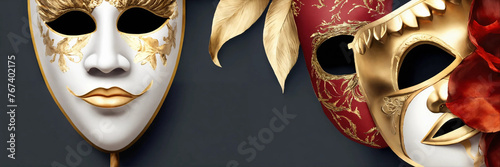 venetian masks. Background - theatrical masks. Card template with