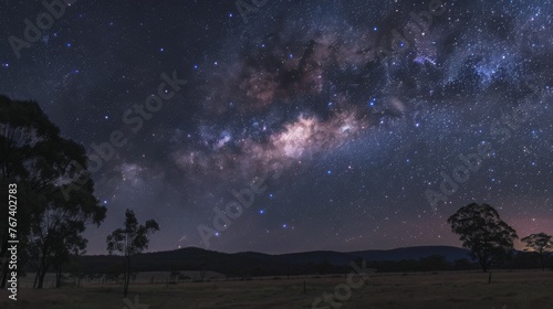 Milky Way Galaxy Over Rural Landscape