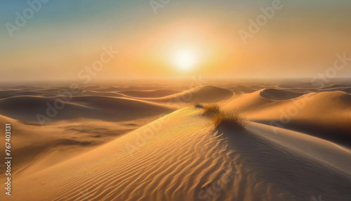 Zachód słońca nad wydmami na pustyni