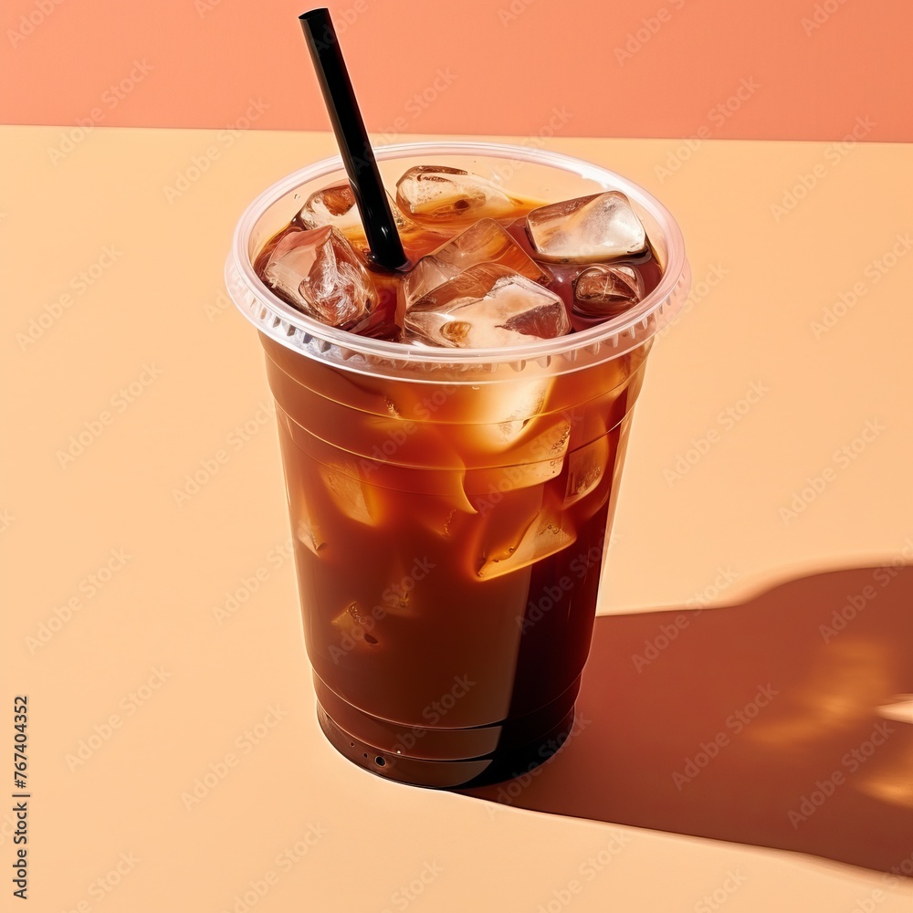 Cold cocktail based on tea with added ice. Concept: summer drinks, health benefits, cooling mix Cold cocktail based on tea with added ice. Concept: summer drinks, health benefits, cooling mix