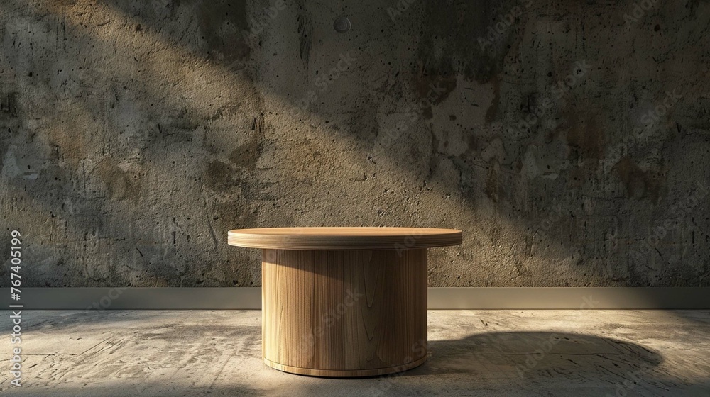 Round wood table counter podium