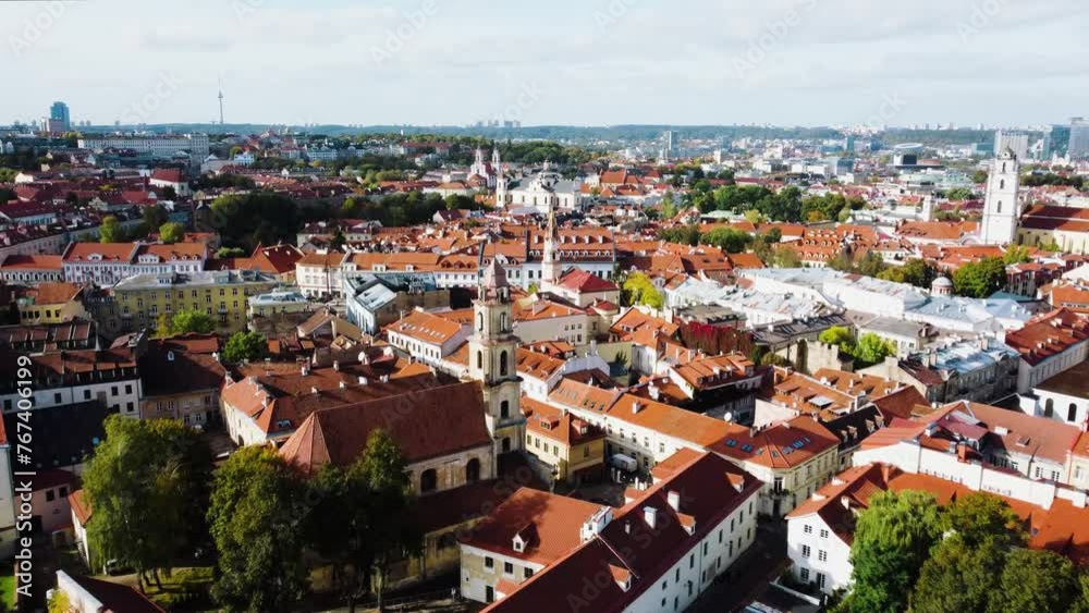 Aerial View of Vilnius Old Town with Old Buildings, Lithuania Aerial View of Vilnius Old Town with Old Buildings, Lithuania