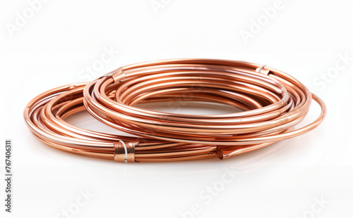 coil of copper wire isolated on a white background