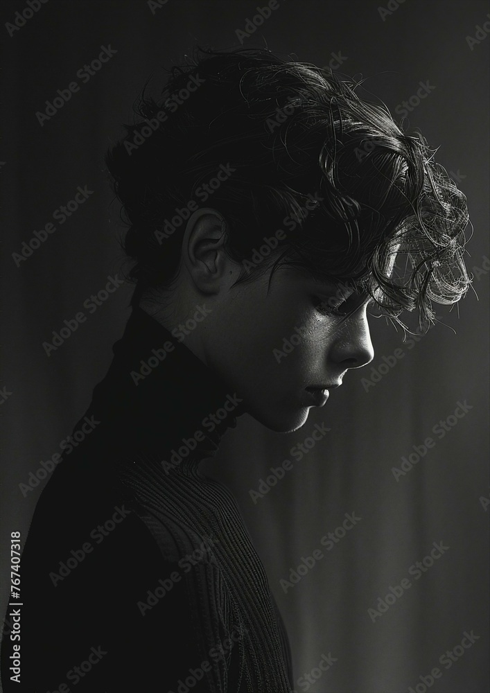 Artistic Monochrome Portrait of a Young Man
