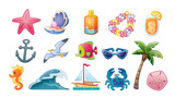 Icon vector. Set of summer icons. Vacation icons. 2D illustration. Set of vector icons.eps