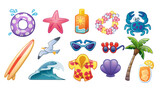 Icon vector. Set of summer icons. Vacation icons. 2D illustration. Set of vector icons.eps
