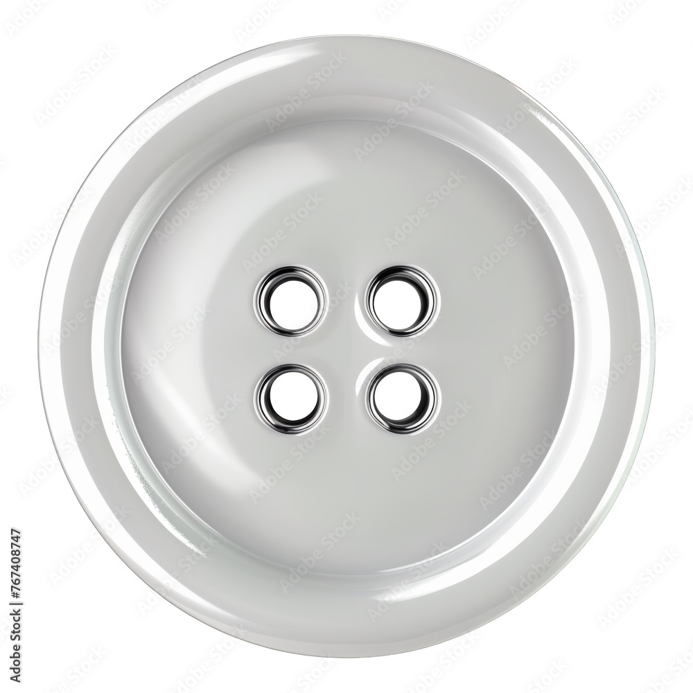 A white button with four holes