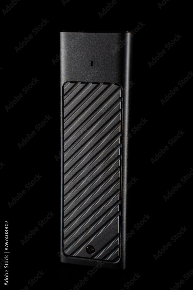 M.2 SSD Case on black background, External USB Drive