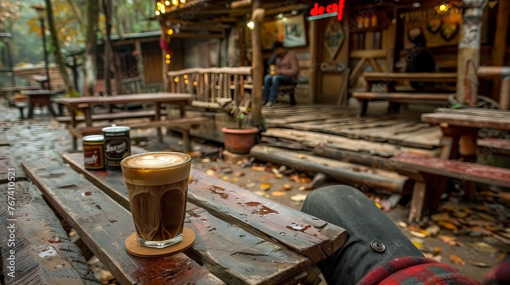 Black espresso coffee in a transparent glass cup. Delicious strong caffeinated drink Black espresso coffee in a transparent glass cup. Delicious strong caffeinated drink
