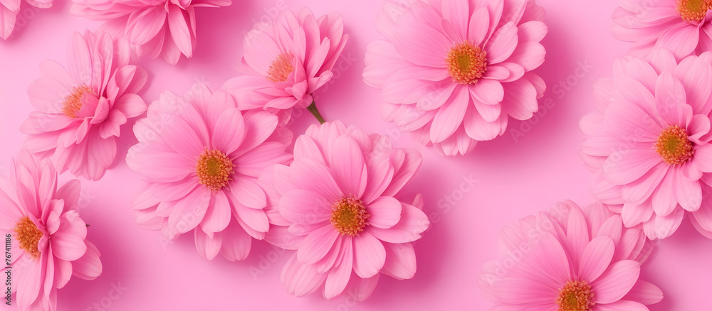 Pink flowers on a pink background