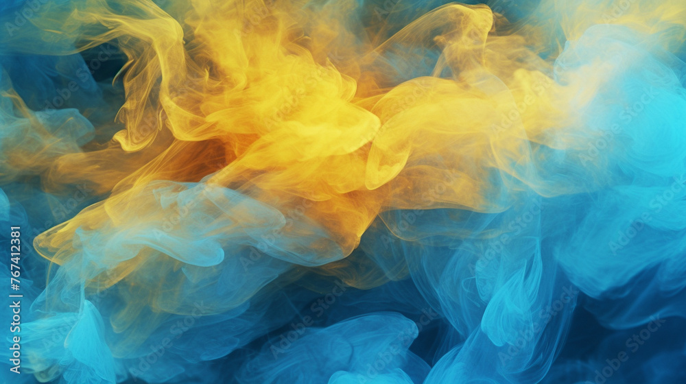 blue and yellow smoke background