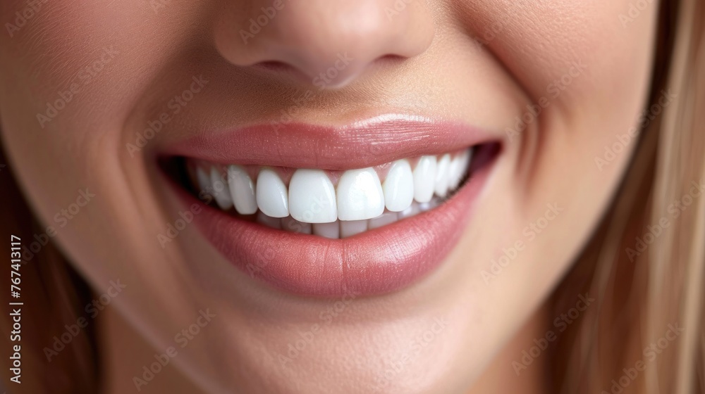Beautiful Woman Smile With White Teeth. Concept of Teeth Whitening, Dental Health and Lip Care. Beautiful Woman Smile With White Teeth. Concept of Teeth Whitening, Dental Health and Lip Care.