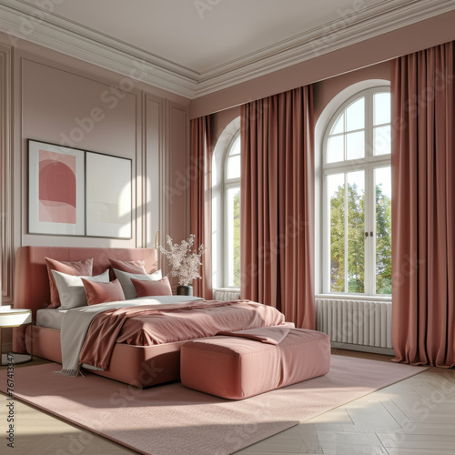 bedroom in a victorian architecture style  clean modern design featuring in beautiful modern colors