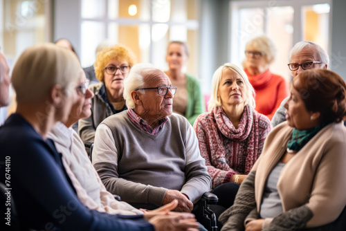 Senior Adults Engaged in Group Discussion.