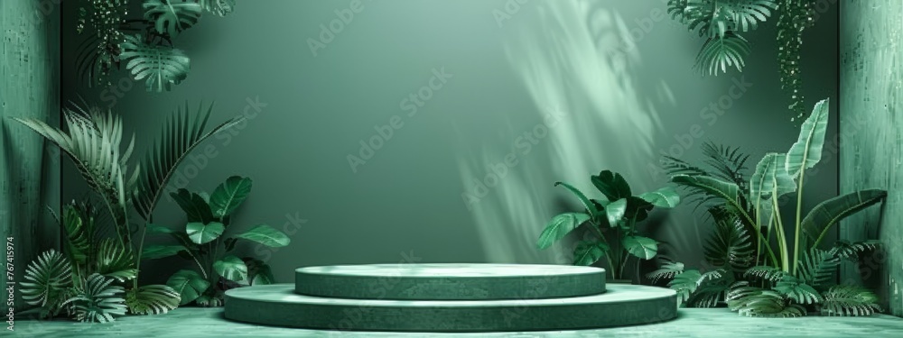 Background green podium product platform 3D display stage stand luxury ...