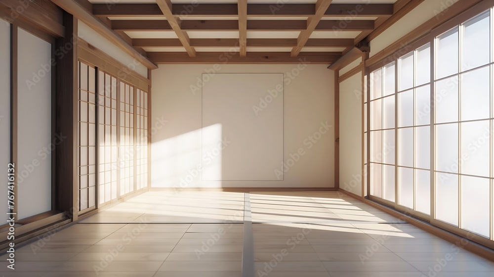 Generative AI : Empty room,Clean japanese minimalist room interior, 3D rendering Generative AI : Empty room,Clean japanese minimalist room interior, 3D rendering
