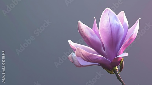 Generative AI : Magnolia liliiflora flower, Lily magnolia flower on gray background, Purple magnolia flower photo