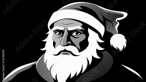 Monochrome Santa Claus Portrait Vector Drawing Tutorial