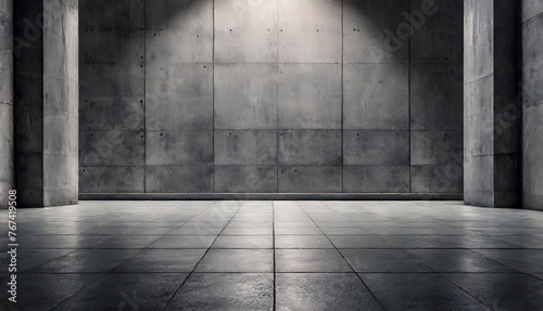 Display Stand and Exhibition Stand for Items with Wooden, Marble, Sand, Neon Surface with Smoke and Grey, Blue Damaged Concrete Wall, Mountain Background