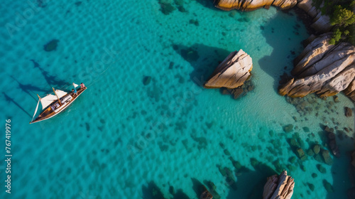 Rocky coastal ocean aerial drone photography