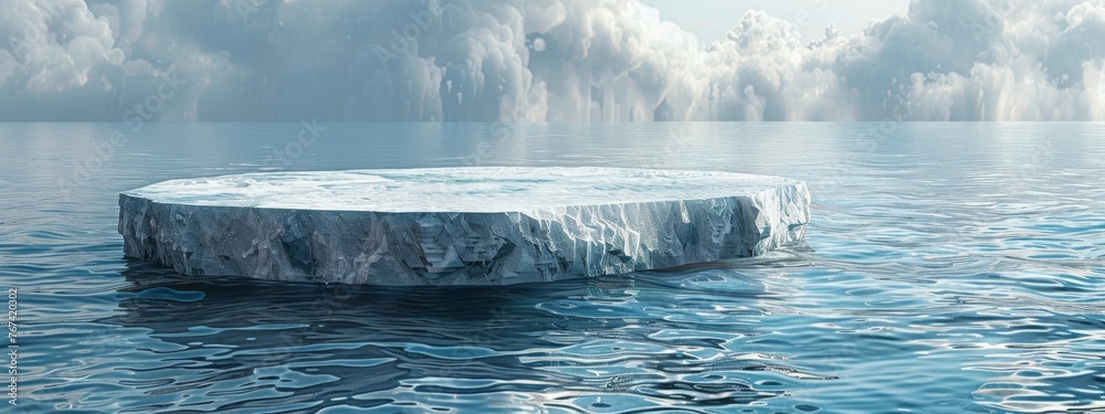 Podium ice water background product snow 3D mountain platform sea. Ice ...