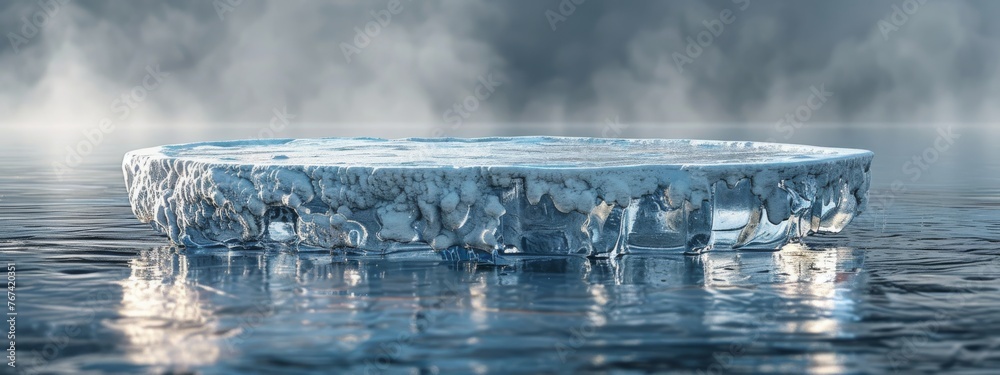 Podium ice water background product snow 3D mountain platform sea. Ice ...
