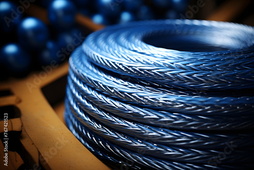 coils of copper and steel wire. industrial industry