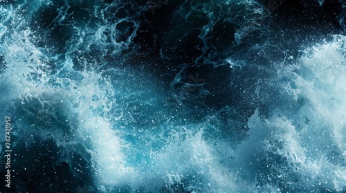  a large body of water covered in lots of white foamy water next to a large body of dark blue water.