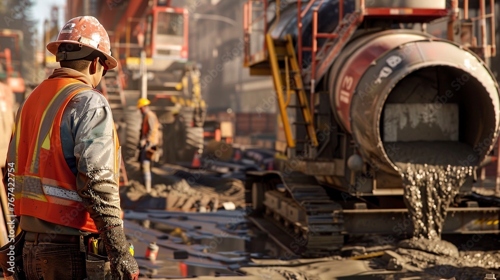 A Determined Concrete Apprentice Stands Poised to Learn and Assist in ...