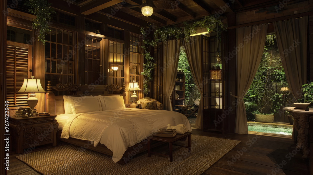 A bedroom featuring a spacious bed and a sizeable window, letting in natural light A bedroom featuring a spacious bed and a sizeable window, letting in natural light