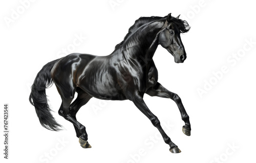 A magnificent black stallion, isolated from the background