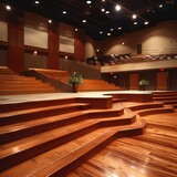 Multi-Level Design: Design a multi-level podium platform with staggered platforms or tiers to accommodate multiple presenters or showcase different products or artifacts. Incorporate ramps, stairs.