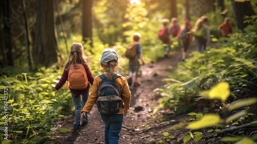 Adventure Awaits: Children on a Nature Trail in the Forest
