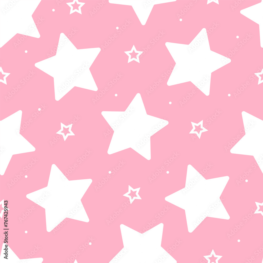 Seamless pattern with white stars on pink background Seamless pattern with white stars on pink background