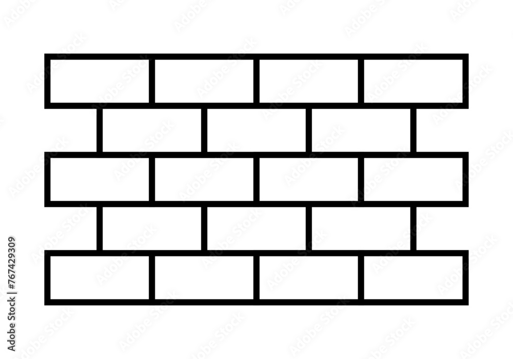 Icono negro de muro de ladrillos en fondo blanco.
