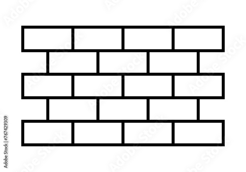 Icono negro de muro de ladrillos en fondo blanco.