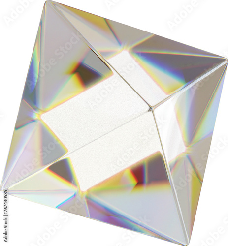 3d rendering. Abstract geometric shapes illustration. Dispersion glass objects isolated on transparent background