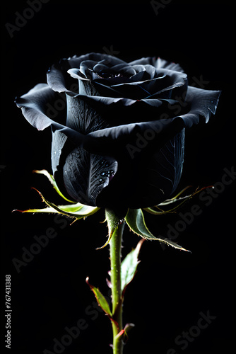 black rose on black background close up