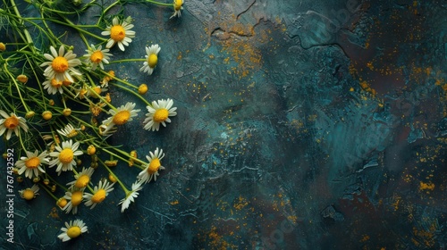 Beautiful yellow chamomile flower bunch isolated copy space background. AI generated image