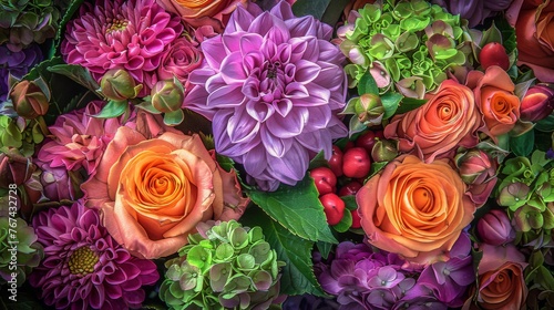  a close up of a bunch of flowers with leaves and flowers in the middle of the petals and flowers in the middle of the petals. © Anna