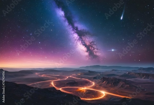 Overlooking the Milky Way Galaxy from a high vantage point on Earth photo