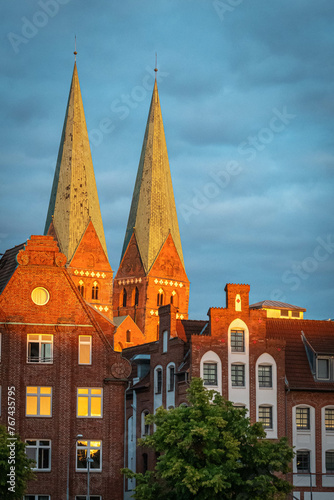 St. Mary's Church (St. Marien-Kirche Lübeck) Clocktowers in Lübeck city centre, Schleswig-Holstein, Germany